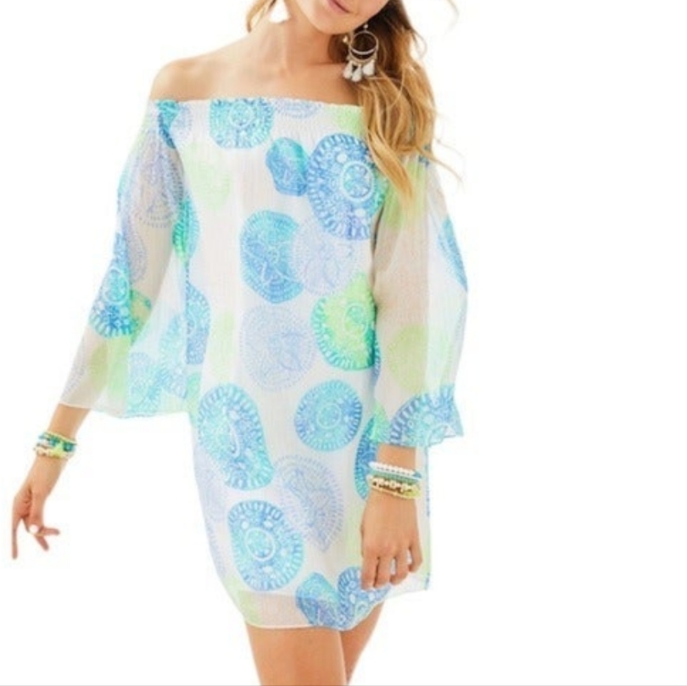 Lily Pulitzer silk off the shoulder dress